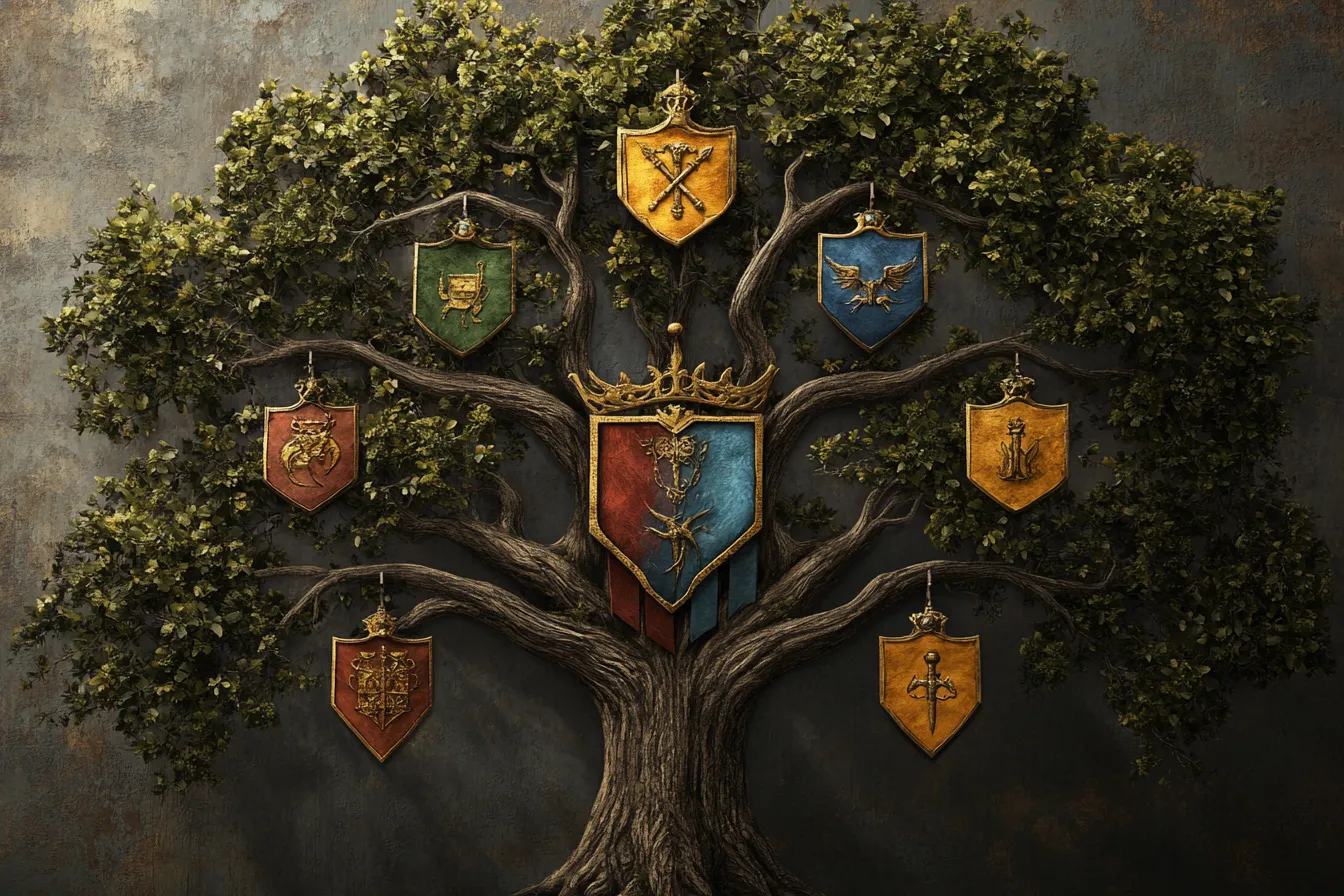Illustration qui montre un arbre dynastique